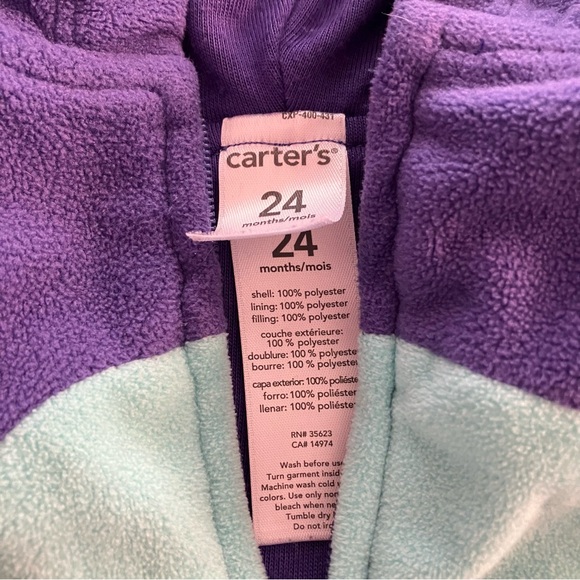 Butterfly Baby Halloween Costume Hooded Onesie Carter's Purple and Mint Outfit - Picture 2 of 3